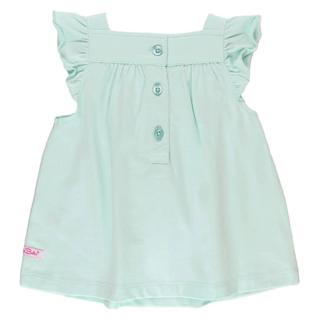 Girls Light Aqua Square Neck Flutter Tank Knit - Leah Jean Boutique