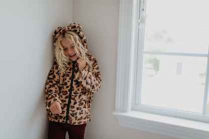 Fur Leopard Jacket with Critter Ears