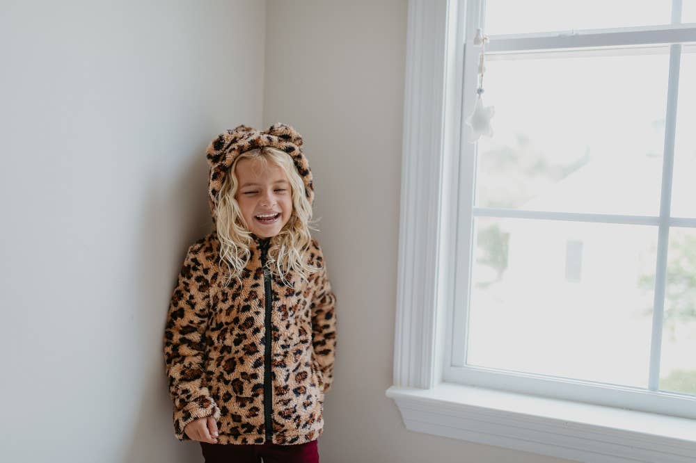 Fur Leopard Jacket with Critter Ears