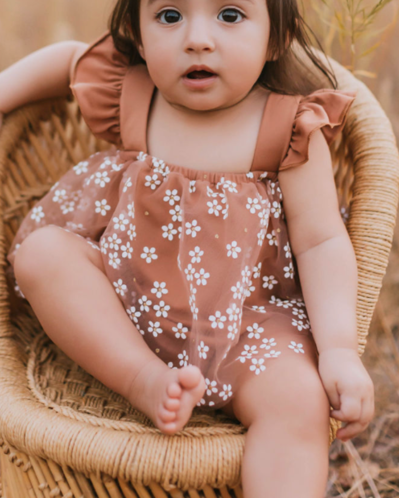 Mocha Daisies Dixie Romper - Leah Jean Boutique