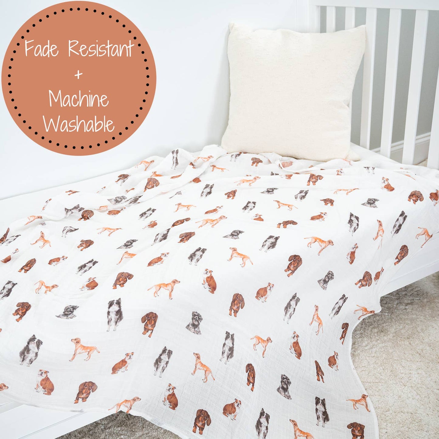 Dog Print Baby Swaddle Blanket