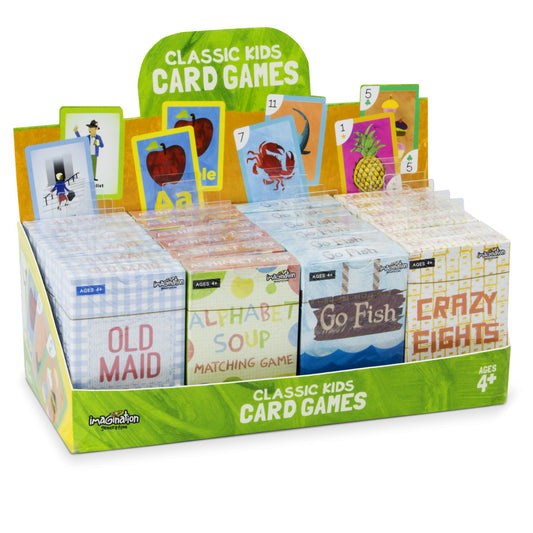 Présentoir de vente au détail de jeux de cartes classiques pour enfants, 24 pièces