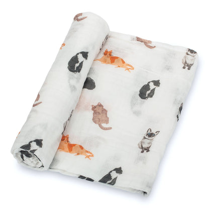 Here Kitty Kitty Baby Muslin Cotton Blanket