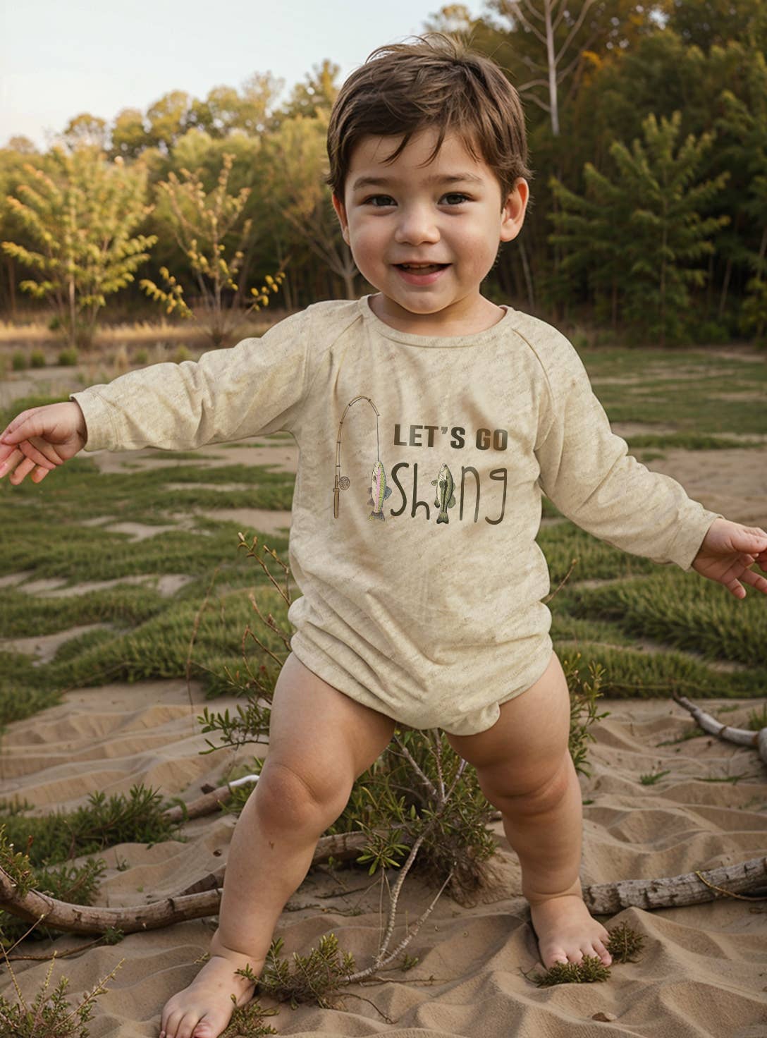 "Let's Go Fishing" Onesie - Leah Jean Boutique