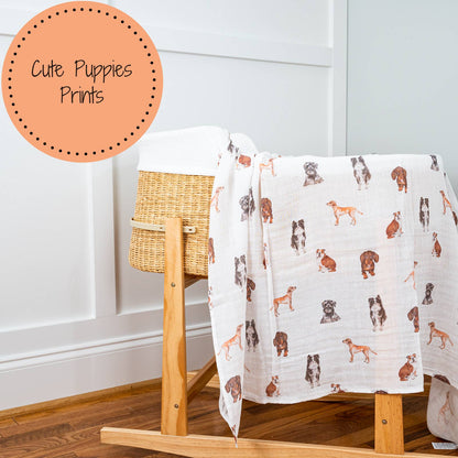 Dog Print Baby Swaddle Blanket