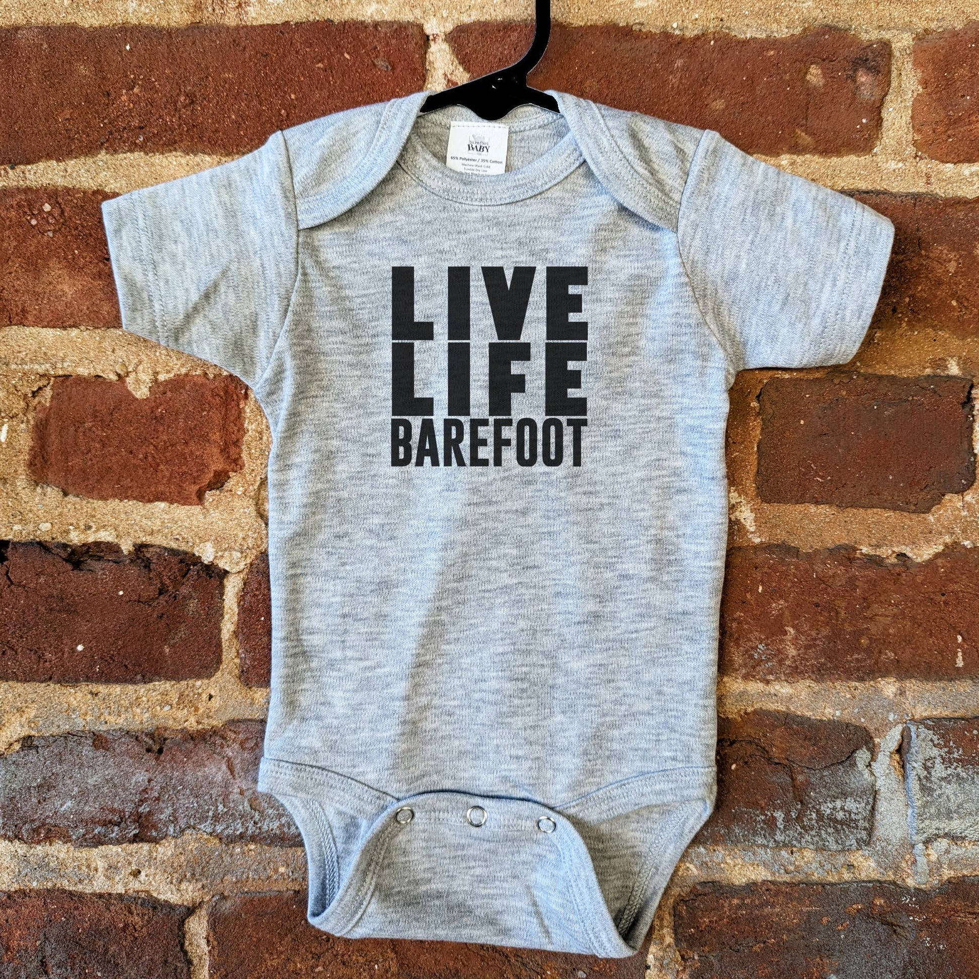 "Live Life Barefoot" Gray Onesie - Leah Jean Boutique