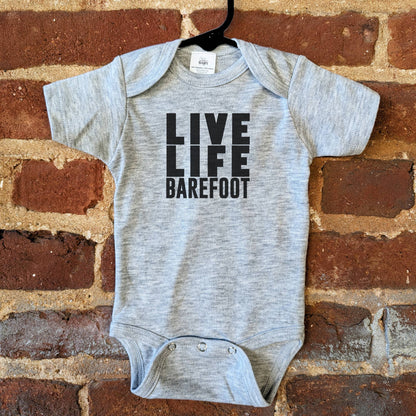 "Live Life Barefoot" Gray Onesie - Leah Jean Boutique