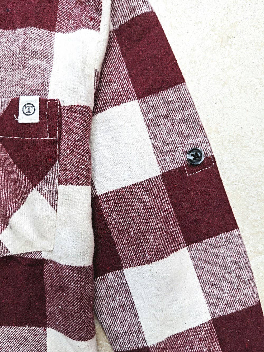 Burgundy Flannel Shirt with Tie - Leah Jean Boutique