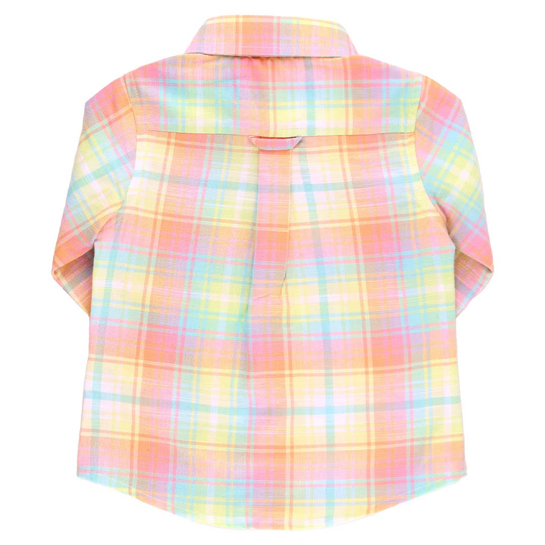 Nuevo Camisa con botones y manga larga a cuadros de arcoíris