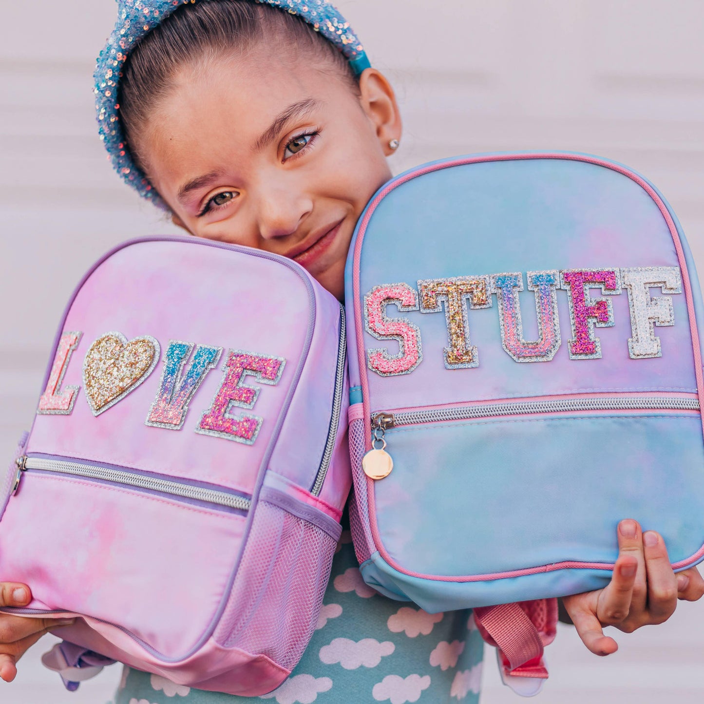 Girls Backpack with Glitter Varsity Letters - LOVE