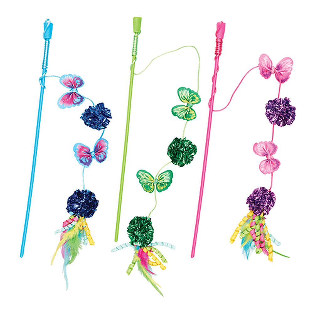 Butterfly & Mylar Cat Wand - Leah Jean Boutique