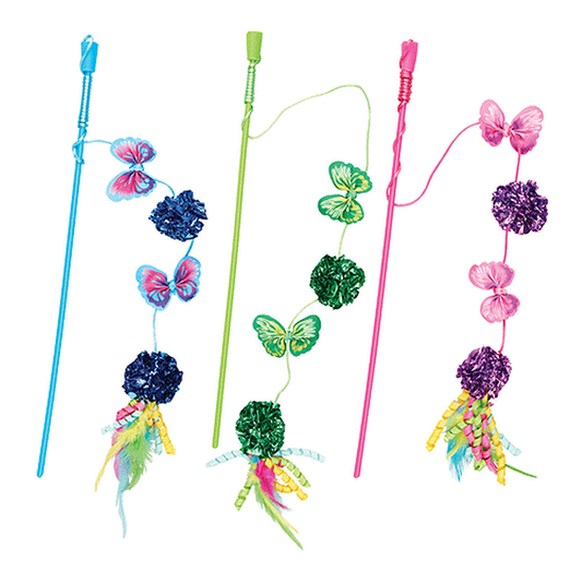 Butterfly & Mylar Cat Wand - Leah Jean Boutique