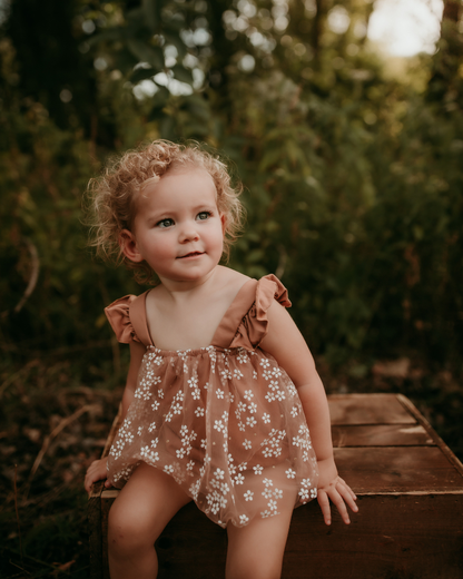 Mocha Daisies Dixie Romper - Leah Jean Boutique