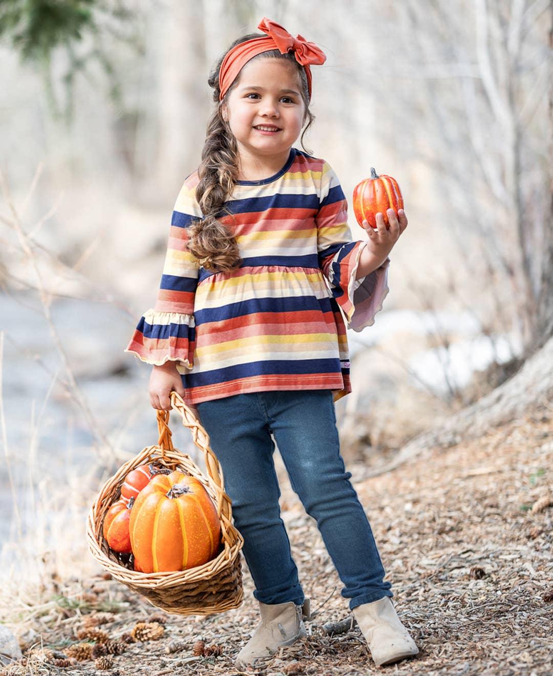 Girls Desert Horizon Stripe Bella Top - Leah Jean Boutique