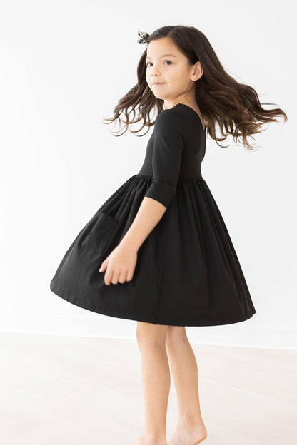 Black 3/4 Pocket Twirl Dress - Leah Jean Boutique