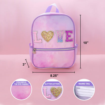 Girls Backpack with Glitter Varsity Letters - LOVE