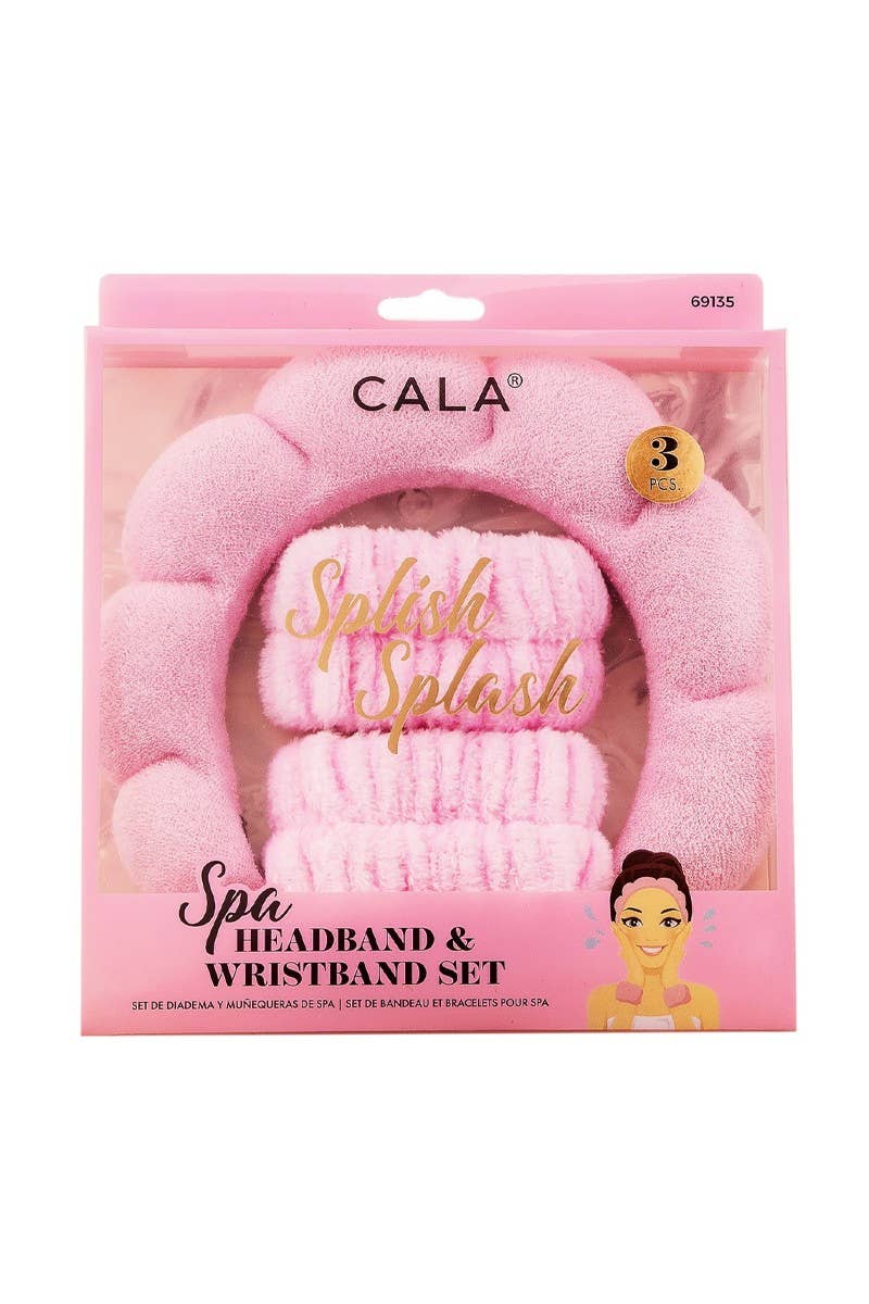 Pink Spa Headband & Wristband Set - Leah Jean Boutique