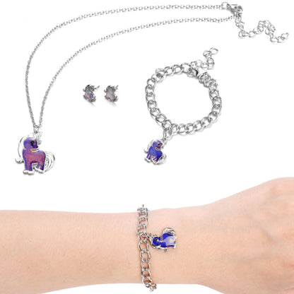 Mood Unicorn Necklace, Charm Bracelet & Earring Studs - SET - Leah Jean Boutique