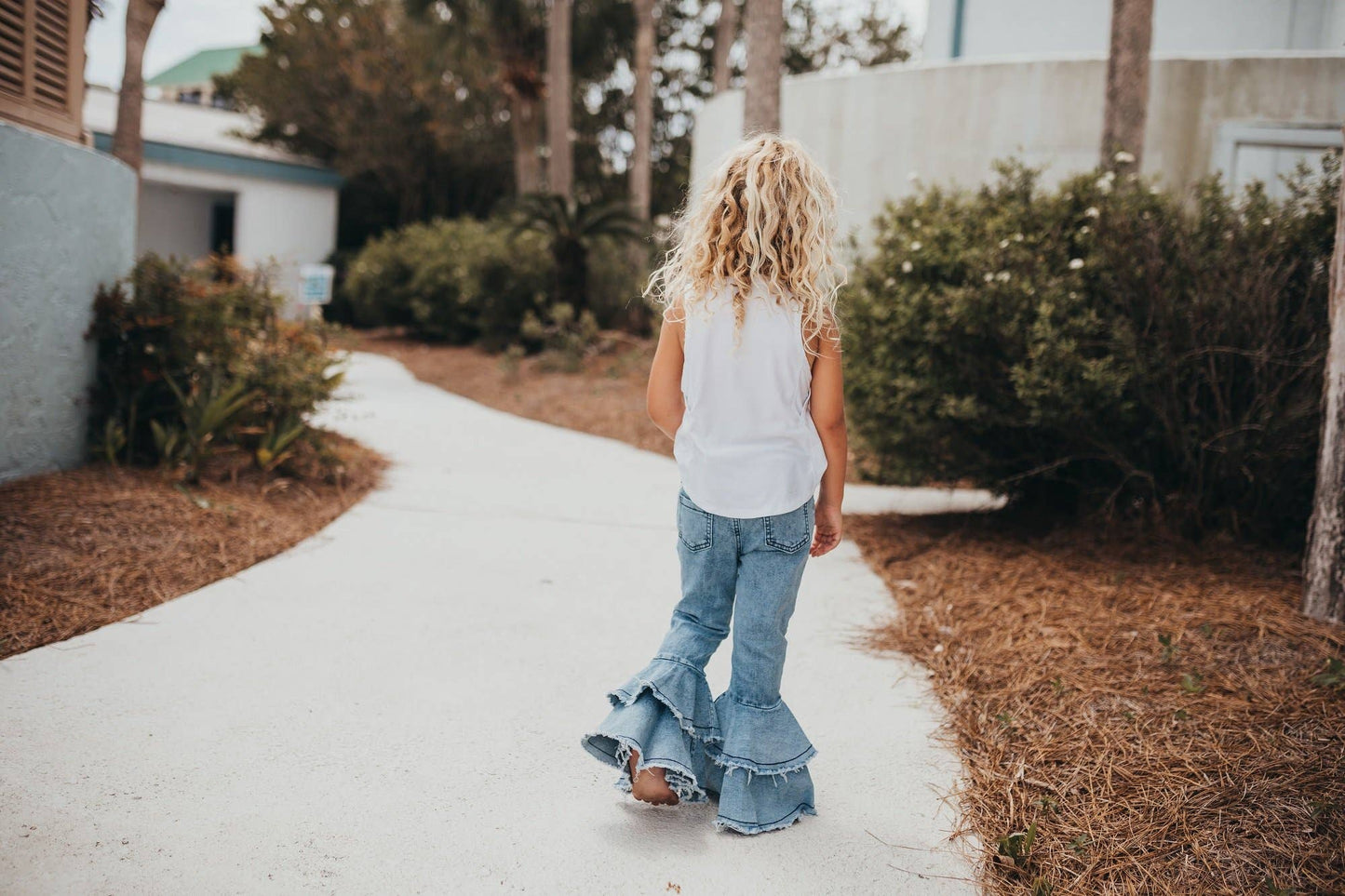 Light Wash Denim Double Ruffle Jeans - Leah Jean Boutique