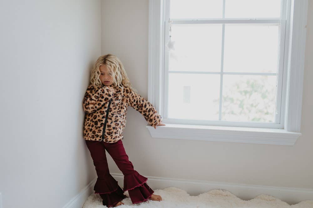 Fur Leopard Jacket with Critter Ears