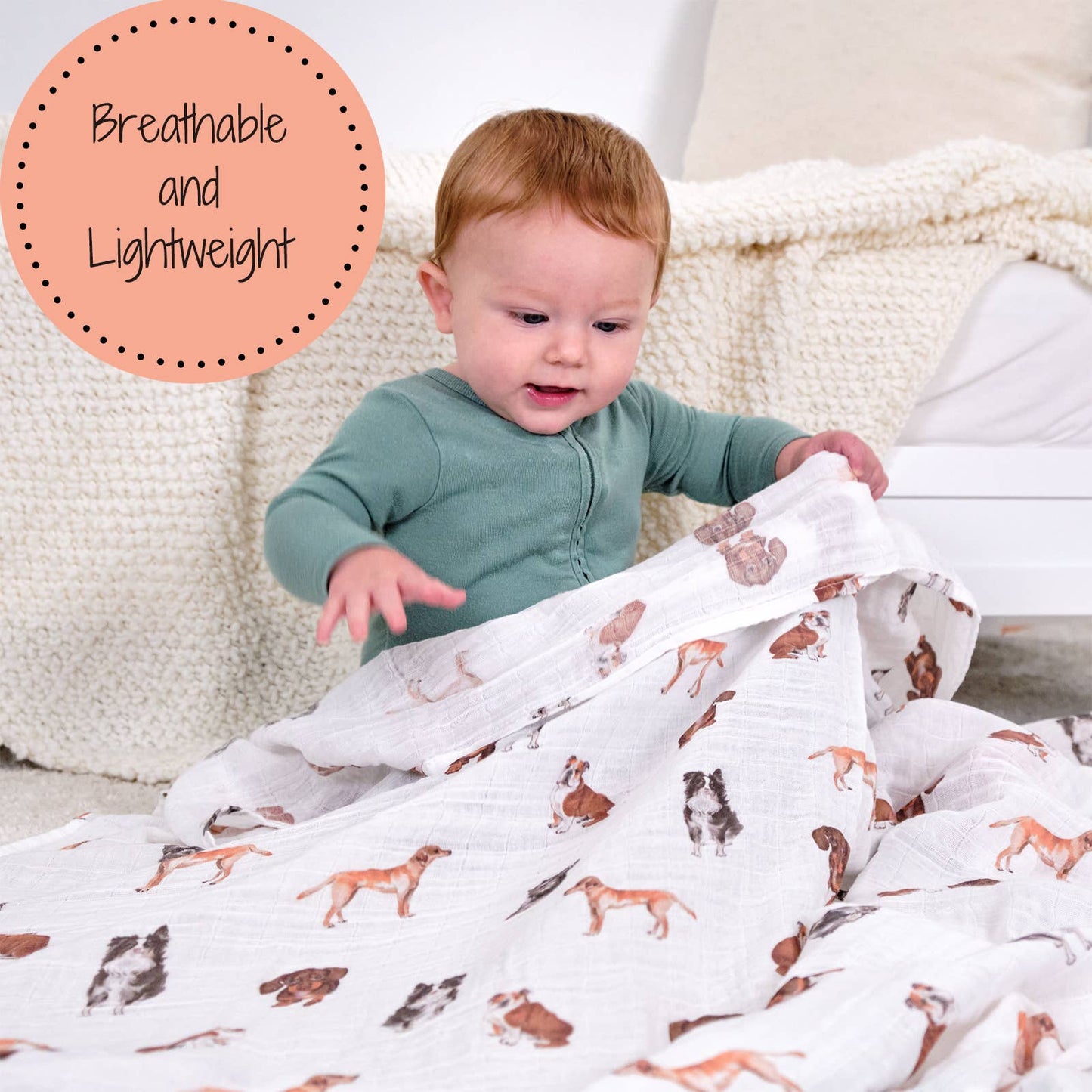 Dog Print Baby Swaddle Blanket