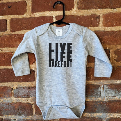 "Live Life Barefoot" Gray Onesie - Leah Jean Boutique