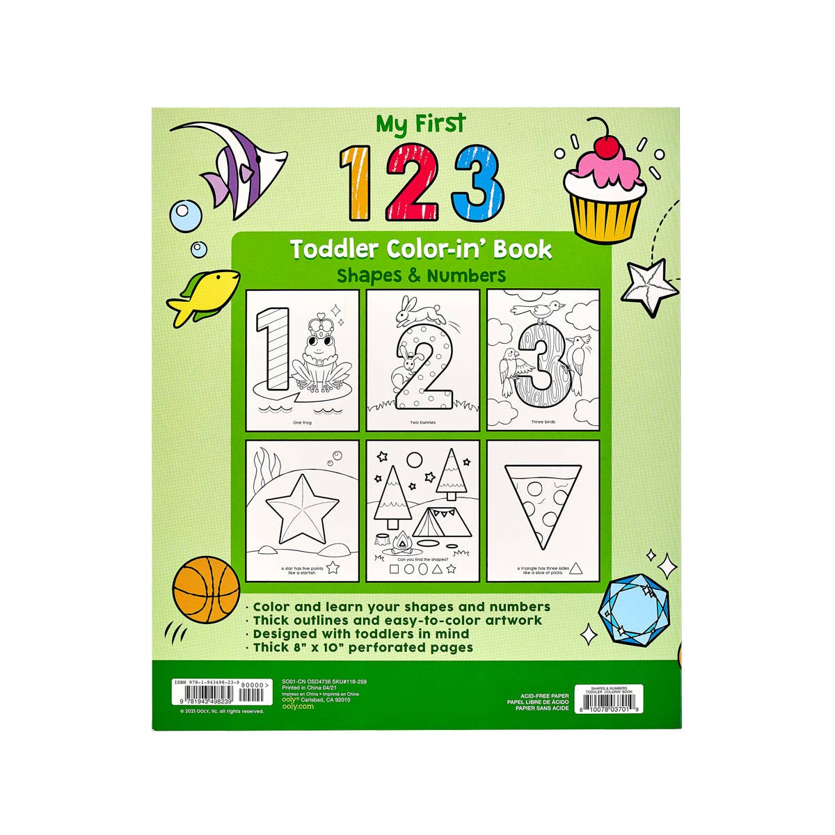123: Libro para colorear para niños pequeños con formas y números