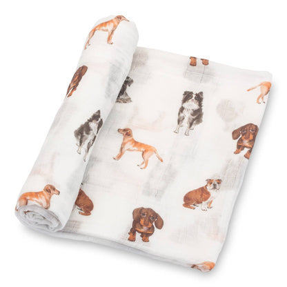 Dog Print Baby Swaddle Blanket