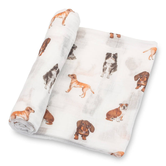 Dog Print Baby Swaddle Blanket