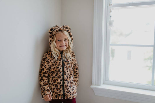 Fur Leopard Jacket with Critter Ears