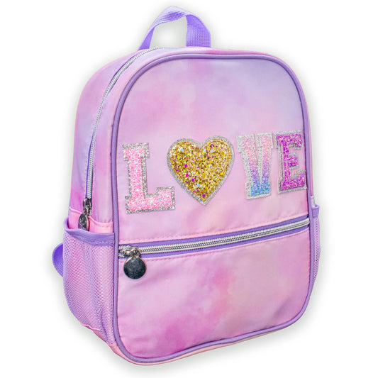 Girls Backpack with Glitter Varsity Letters - LOVE