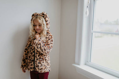 Fur Leopard Jacket with Critter Ears