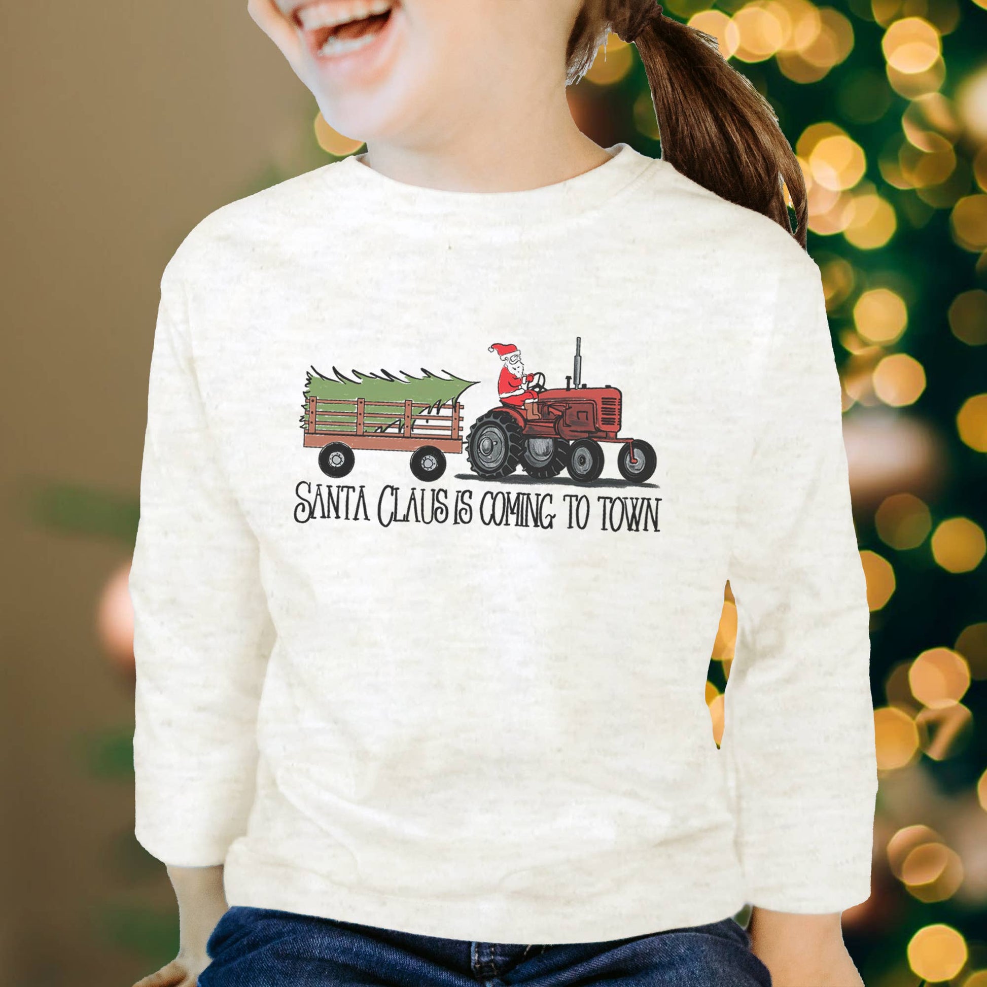 Santa Claus is Coming to Town Western Tractor Shirt - Leah Jean Boutique