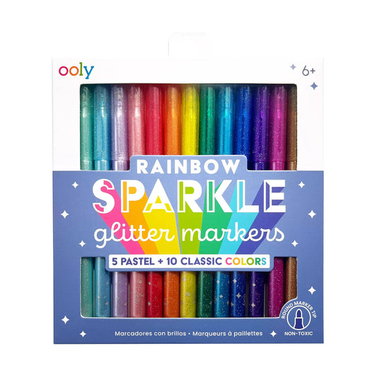 Rainbow Sparkle Glitter Markers - Set of 15 - Leah Jean Boutique