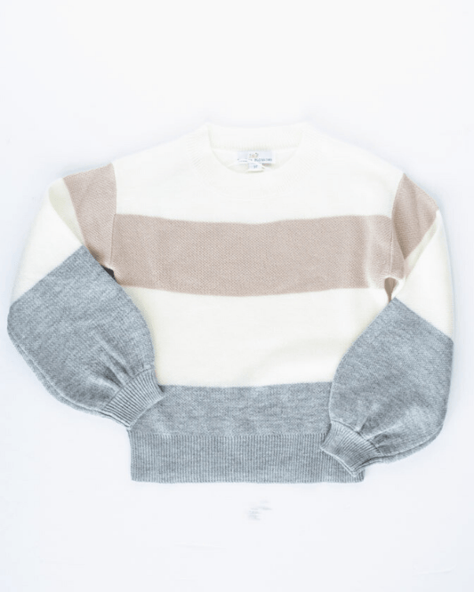 Crawford Mommy & Me Sweater - Pink, White & Gray