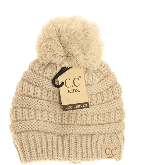 C.C. Beanie Solid Beanie with Pom (more colors)