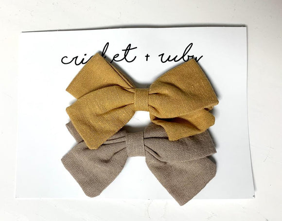 Linen Bow Clip - 2pack (more colors available)