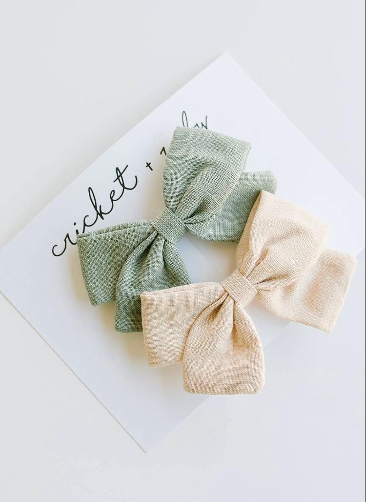 Linen Bow Clip - 2pack (more colors available)