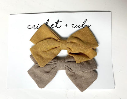 Linen Bow Clip - 2pack (more colors available) - Leah Jean Boutique