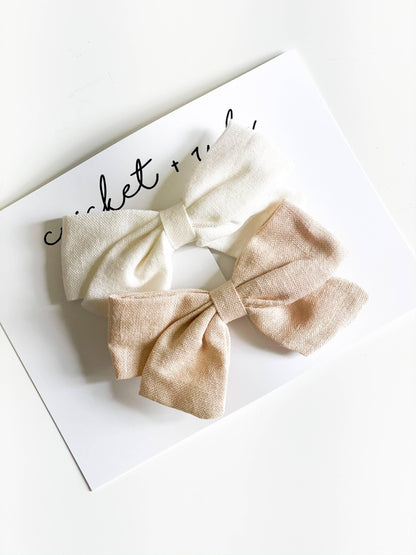 Linen Bow Clip - 2pack (more colors available) - Leah Jean Boutique