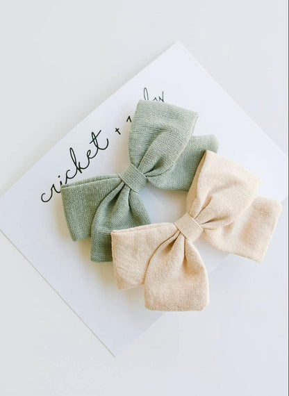 Linen Bow Clip - 2pack (more colors available) - Leah Jean Boutique