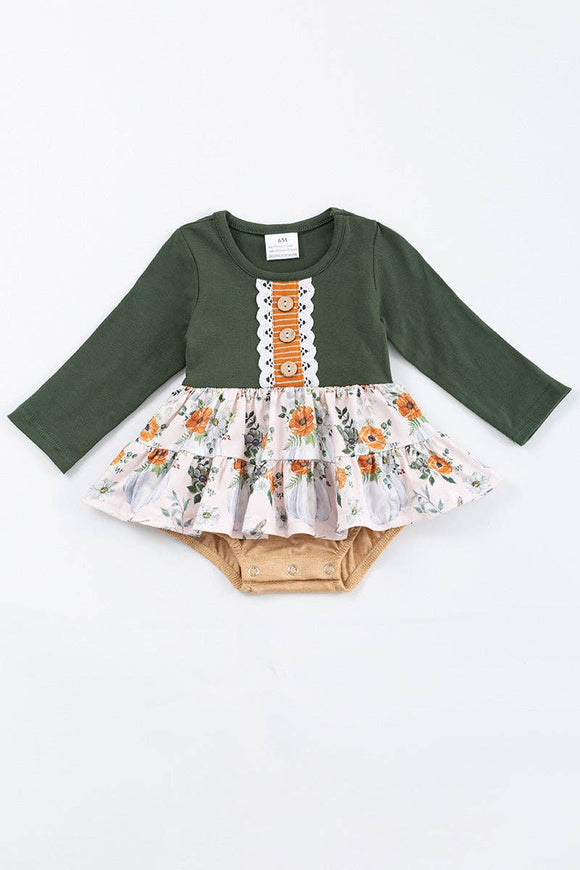 Forest floral ruffle baby romper